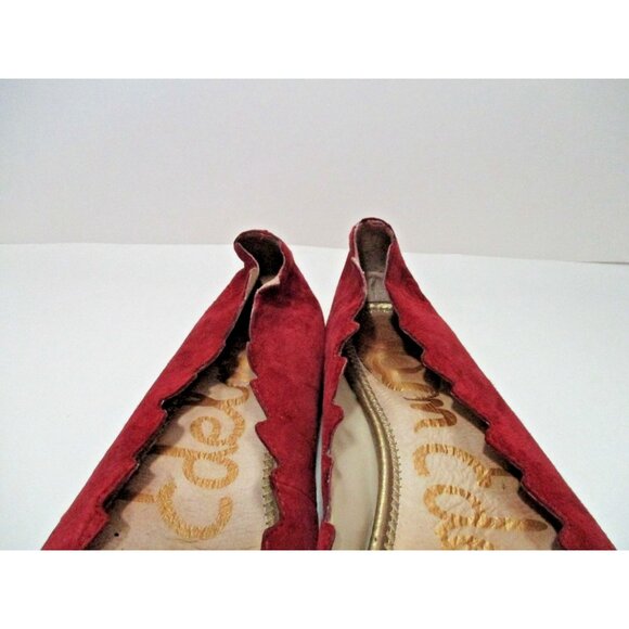 Sam Edelman Cranberry Pink Suede Flats Scalloped Edges - Size - US8M/EU38 - Picture 5 of 10